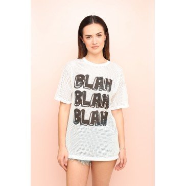 Blah Blah Blah White Loose T-shirt